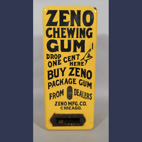 Vintage Zeno yellow porcelain gum vending machine