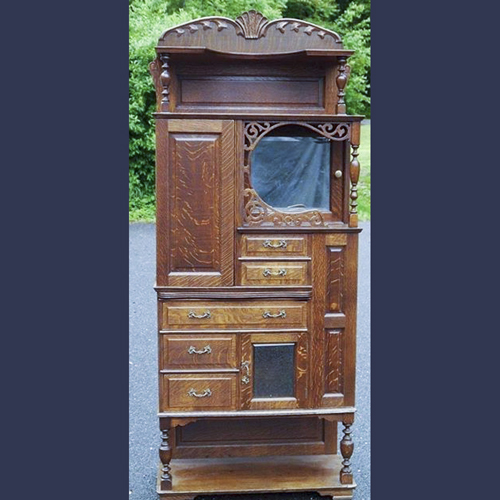 Victorian quarter sawn oak dental cabinet . American made by Ransom and Randolph