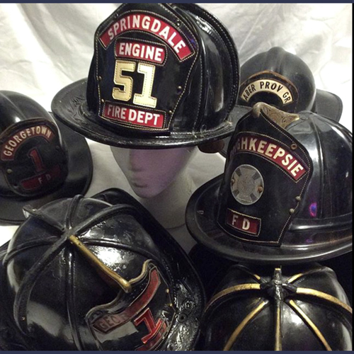 Vintage fireman’s helmets