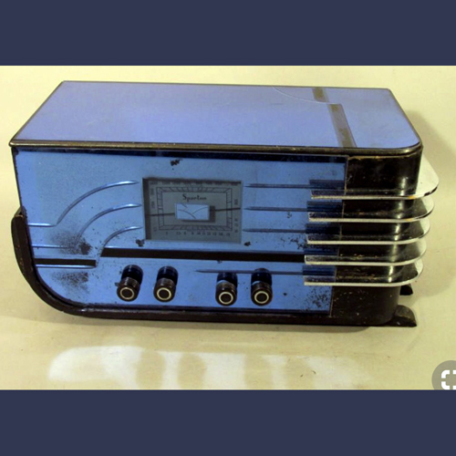 blue mirrored sparton radio