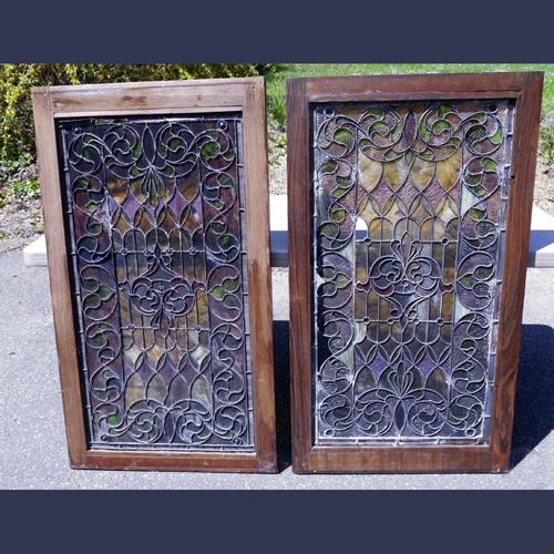 Antique leaded and jeweled glass windows