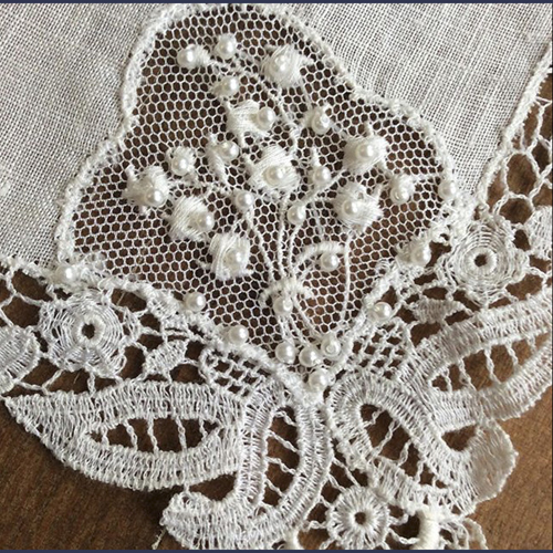 Vintage hand made Bridal lace with beading for Veils and dresses