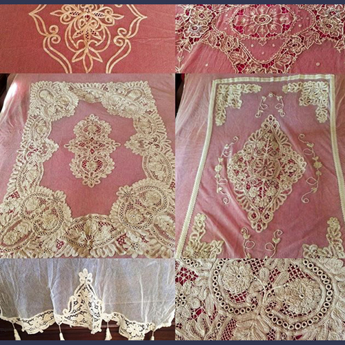 Antique Victorian French Tambour lace bedspreads Full and Queen size