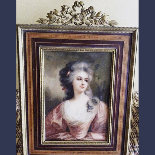 Antique Victorian Gilt Bronze Photo picture frame with Inlaid wood . French 6 x 8