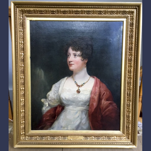 Antique French portrait painting . Oil on Canvas Artist Signed Beechy.