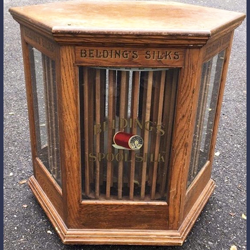 Victorian country store oak rotating Belding’s  sewing spool thread cabinet