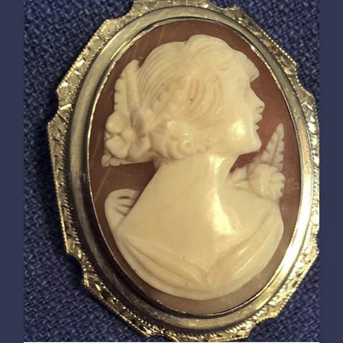 14 k gold shell carved cameo